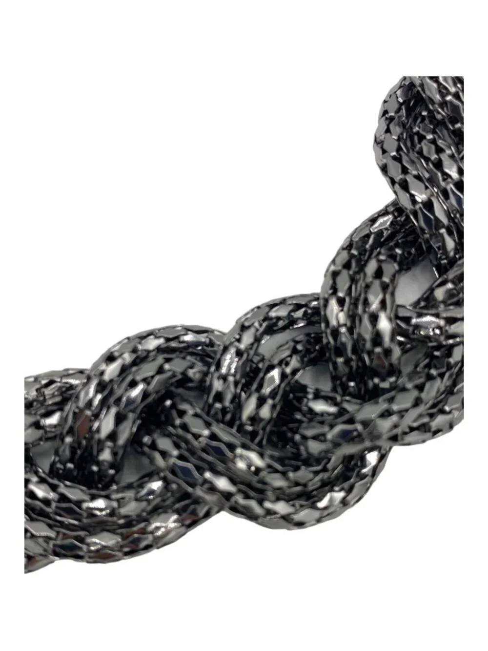 Vintage Braided Necklace Gunmetal Gray tone Statement 23